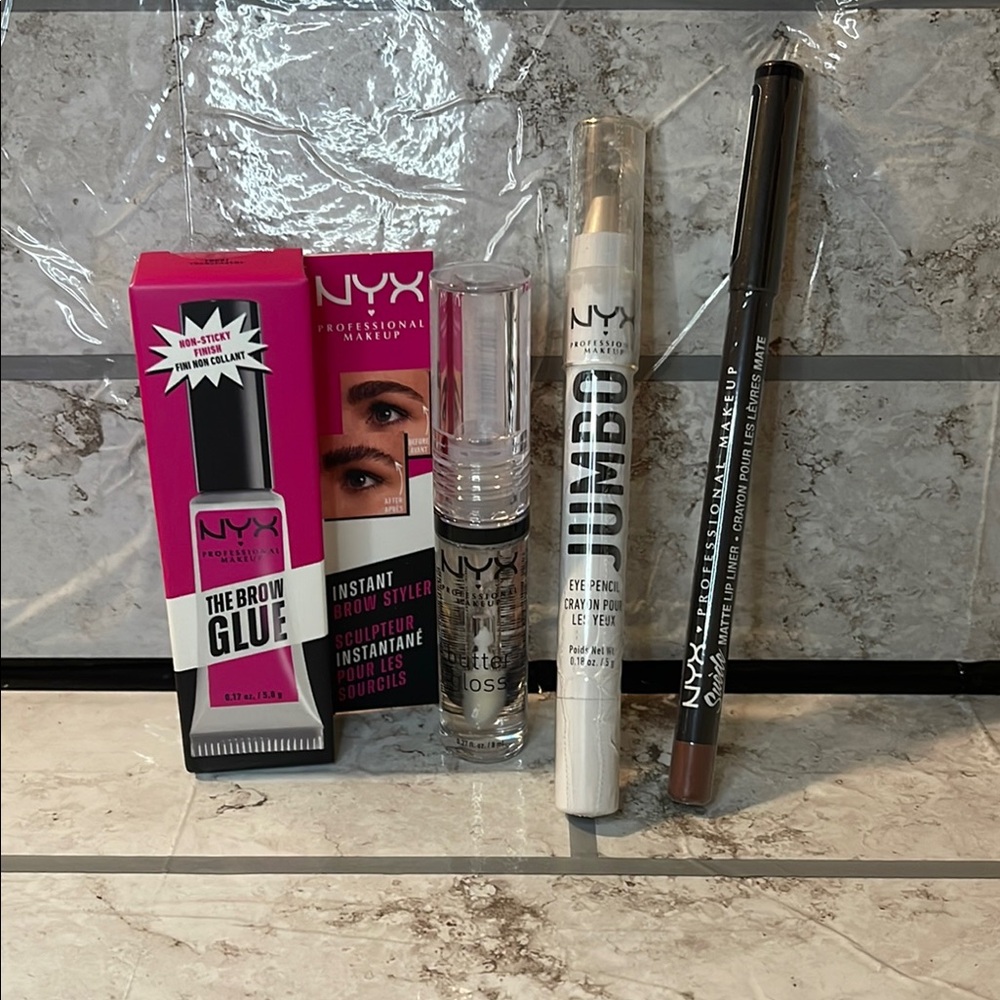 NIX bundle Includes The Brow GLUE, Butter Gloss, Eye Pencil, Matte lip Liner